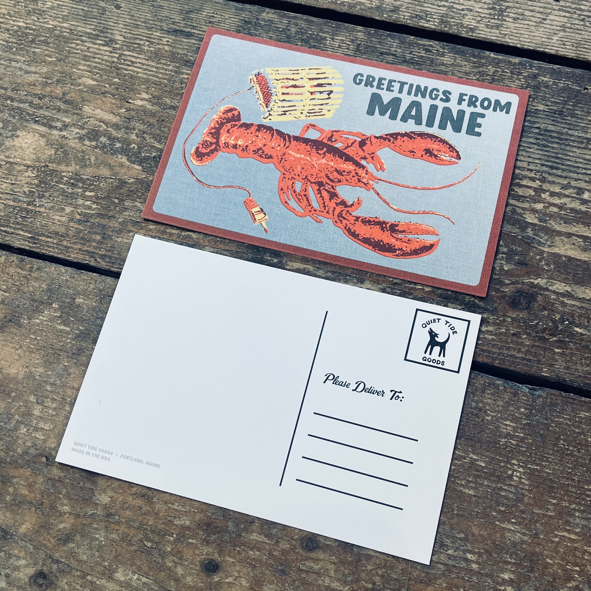 Greetings From Maine Lobster Postcard
