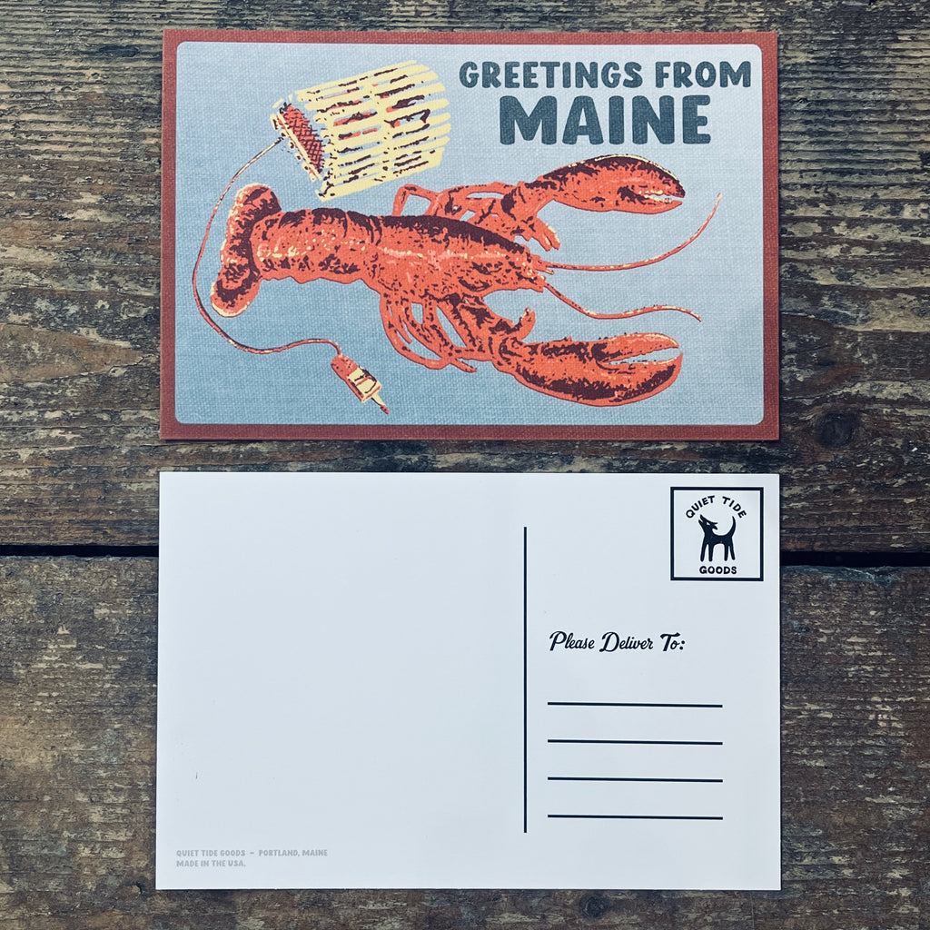 Greetings From Maine Lobster Postcard
