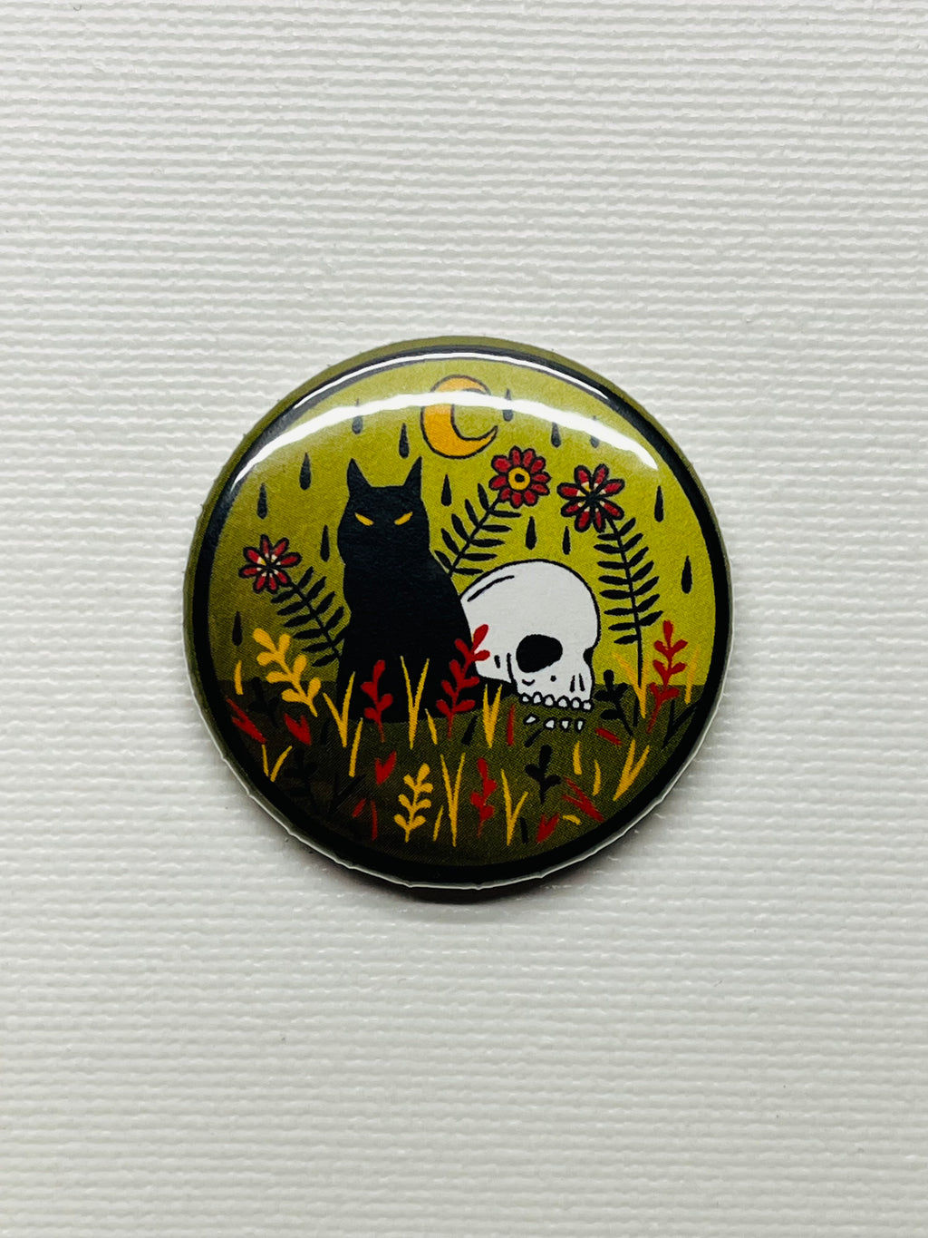 Cat and Skull 1.5in Pin