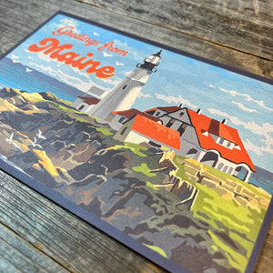 Greetings From Maine Lighthouse Postcard