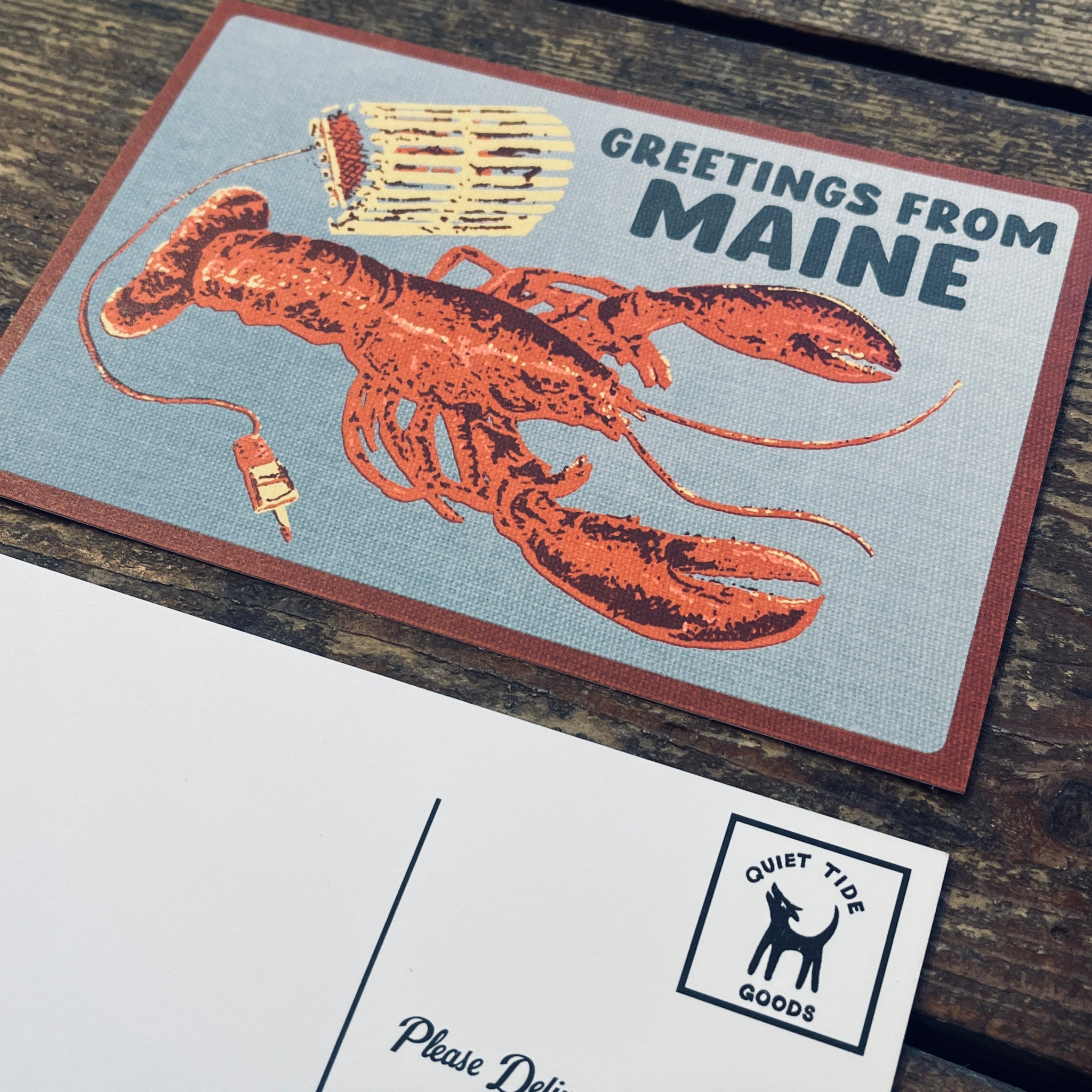 Greetings From Maine Lobster Postcard