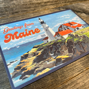 Greetings From Maine Lighthouse Postcard