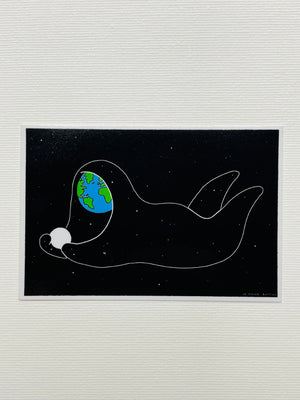 Earth Holding Moon Jo Moyer-Battick Sticker