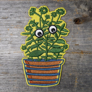 Plant with Googly Eyes Embroidered Patch