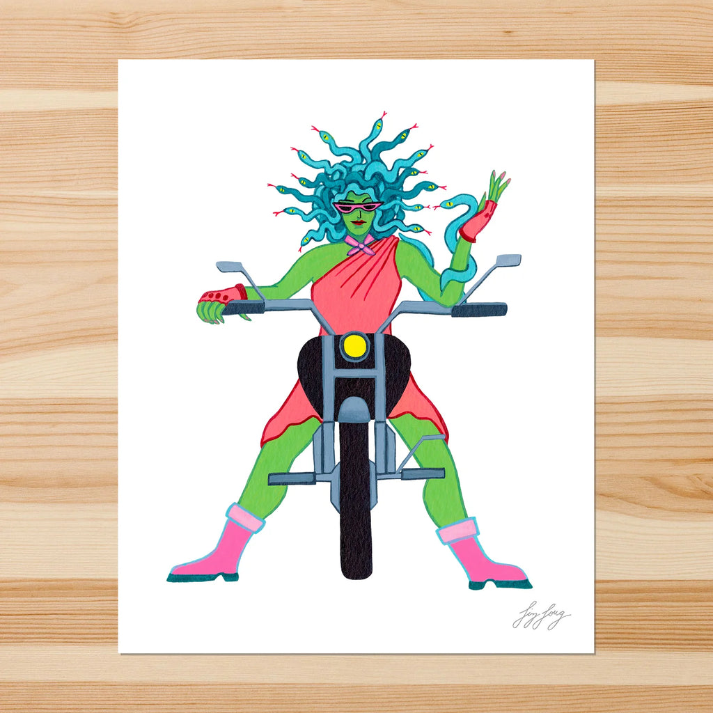“Medusa Biker” 8x10in Art Print by Liz Long