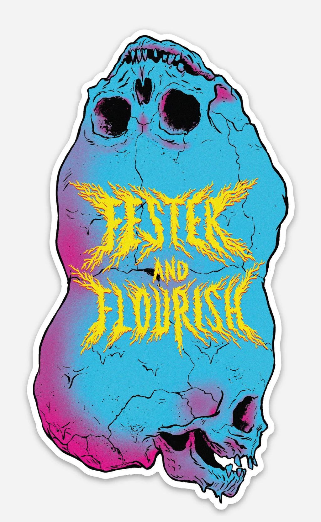 Fester and Flourish Conjoined Skulls Sticker