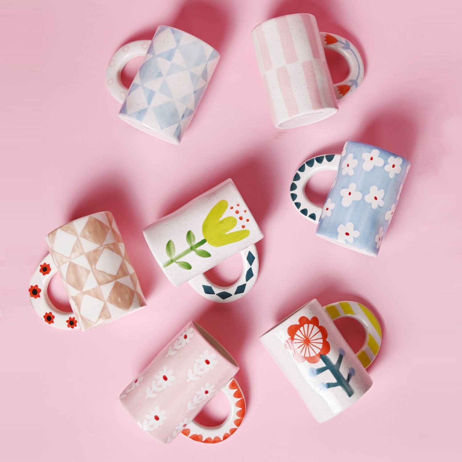 Floral Mug Pink Stripe