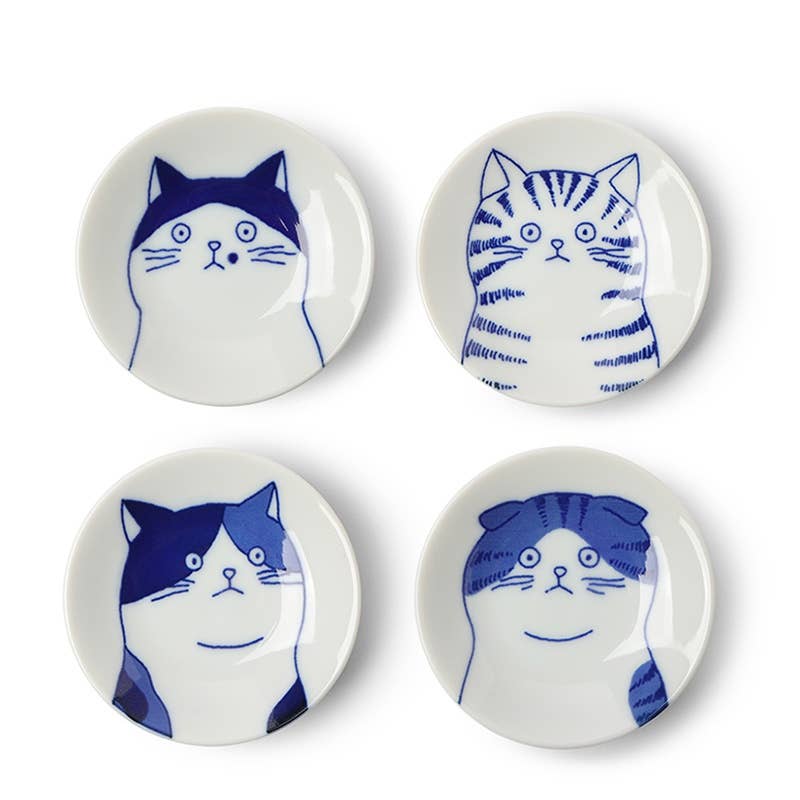 Cat Faces Plates Set of 4