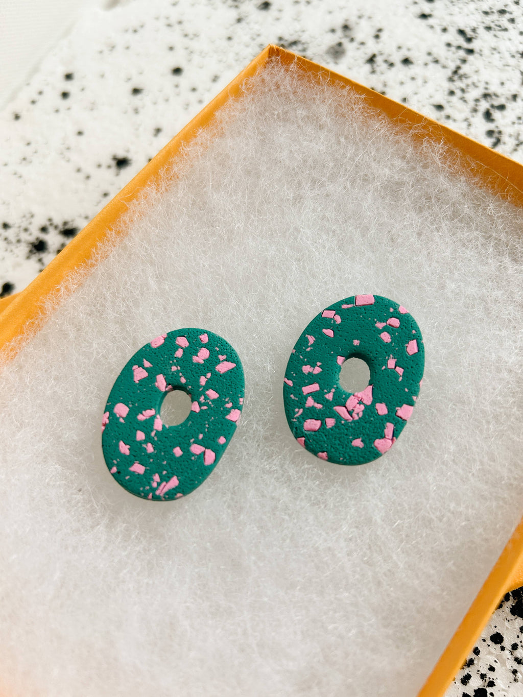 Teal Speckle Cutout Earrings