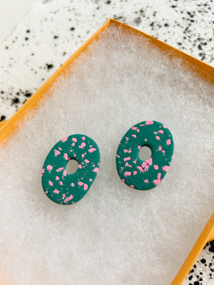 Teal Speckle Cutout Earrings