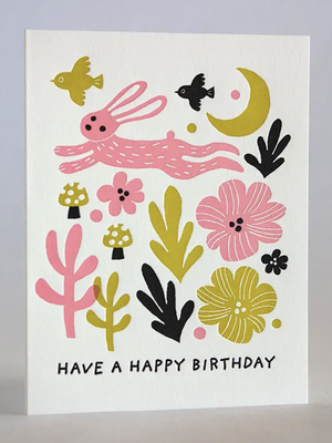 Birthday Rabbit Moon Card