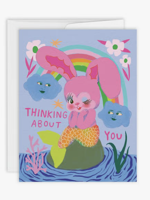 Bunny Mermaid Thinking About You Card