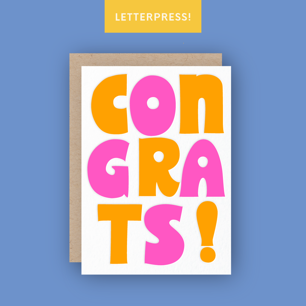 Congrats! Neon Letterpress Greeting Card