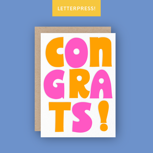 Congrats! Neon Letterpress Greeting Card