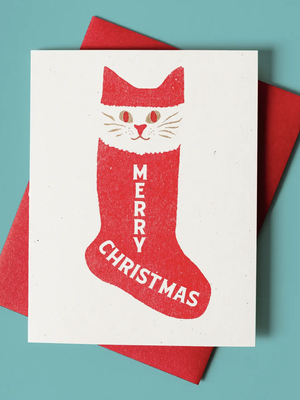 Christmas Stocking Cat Card
