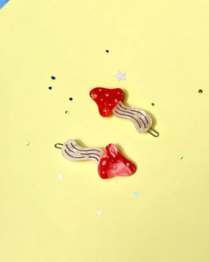 Mushroom Hair Clip Set
