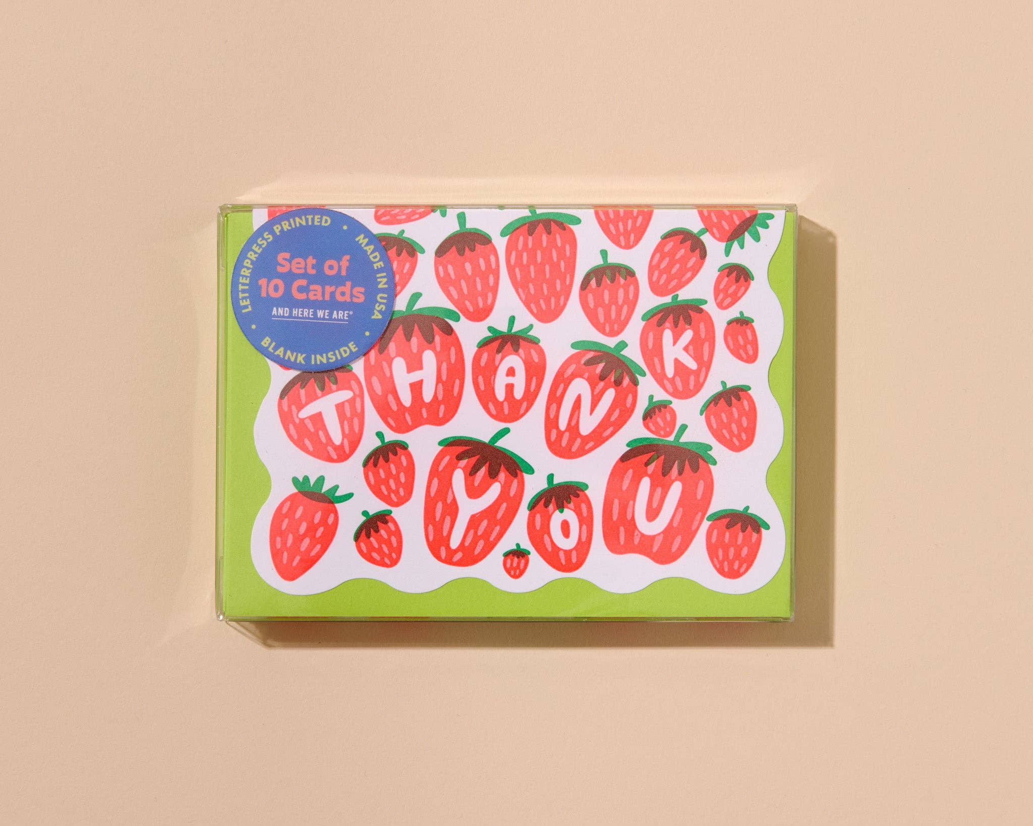 Strawberry Letterpress Thank You Card Set (10)