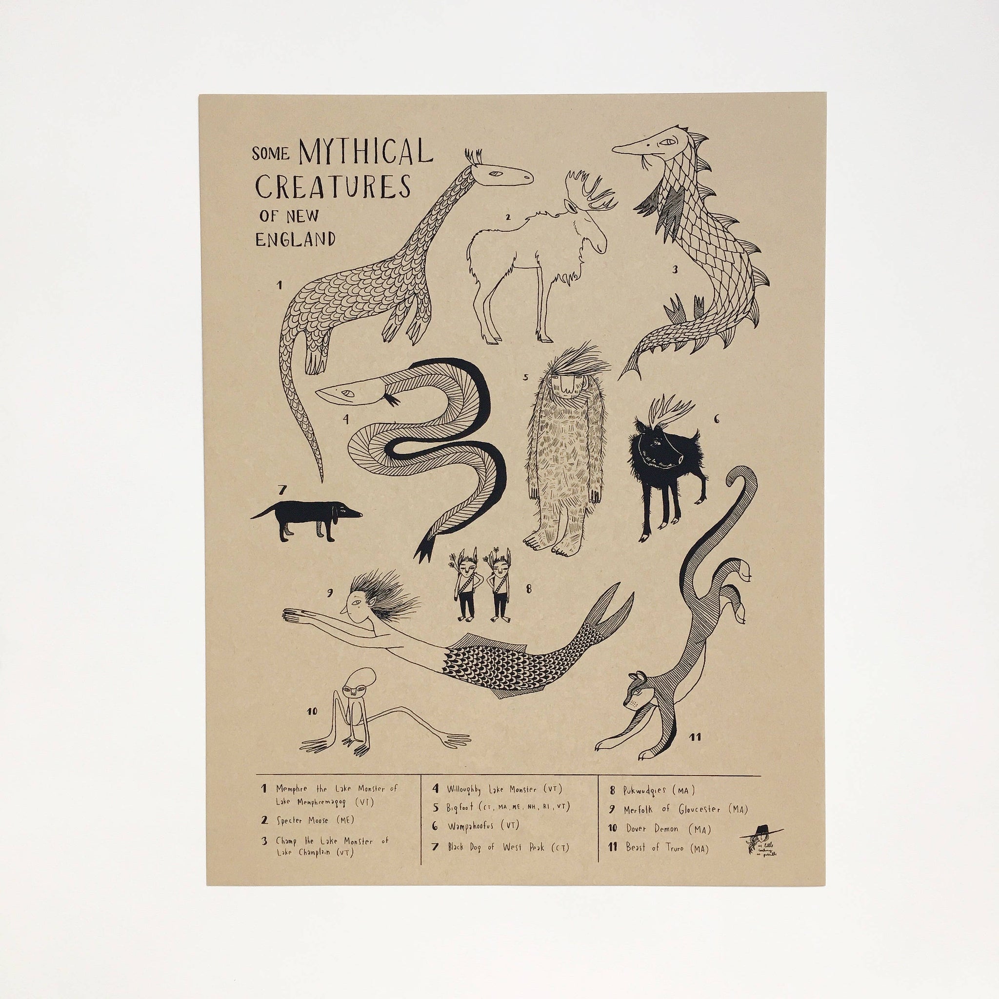 Some Mythical Creatures of New England Screen-Print 