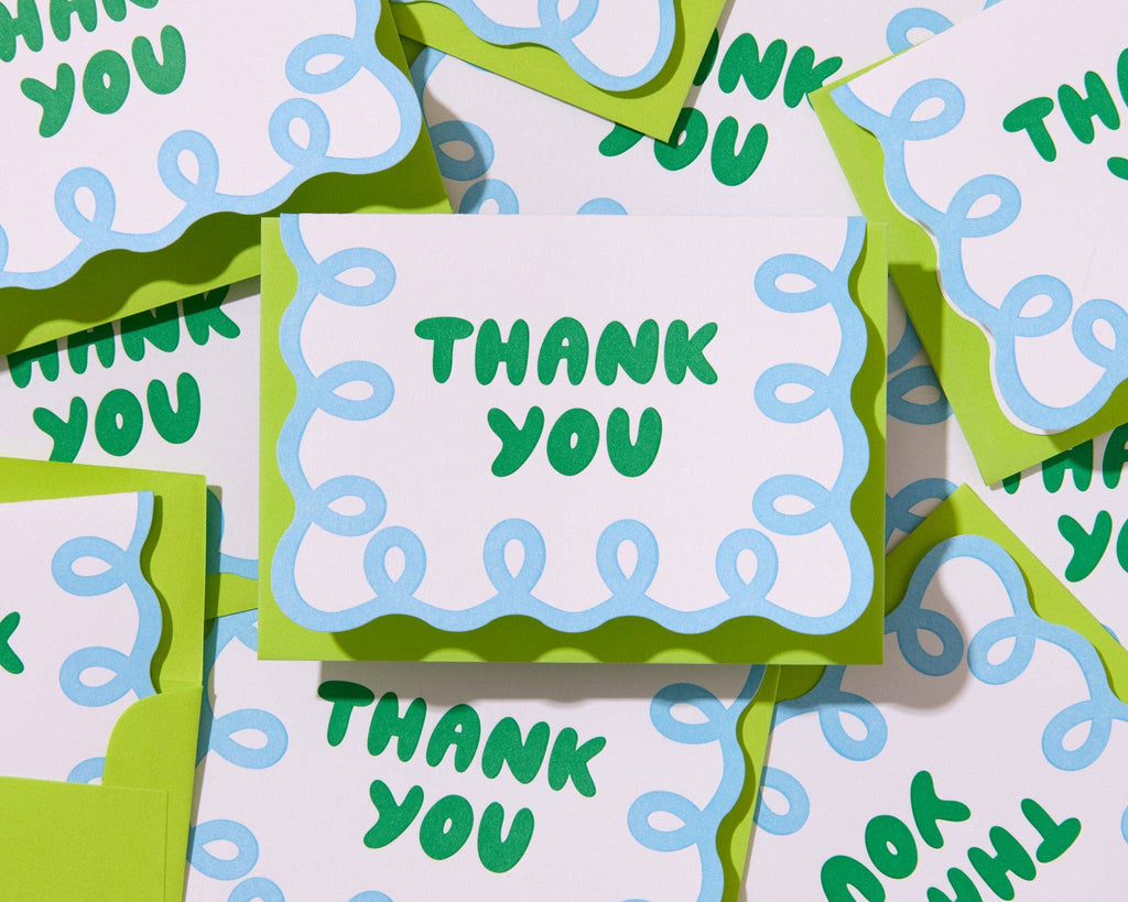 Blue/Green Coquette Thank You Card Set (10)
