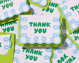 Blue/Green Coquette Thank You Card Set (10)