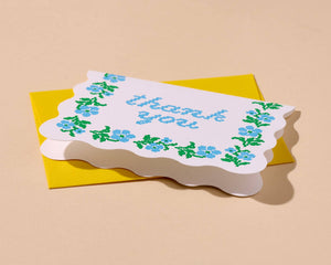 Floral Cross Stitch Letterpress Thank You Card Set (10)