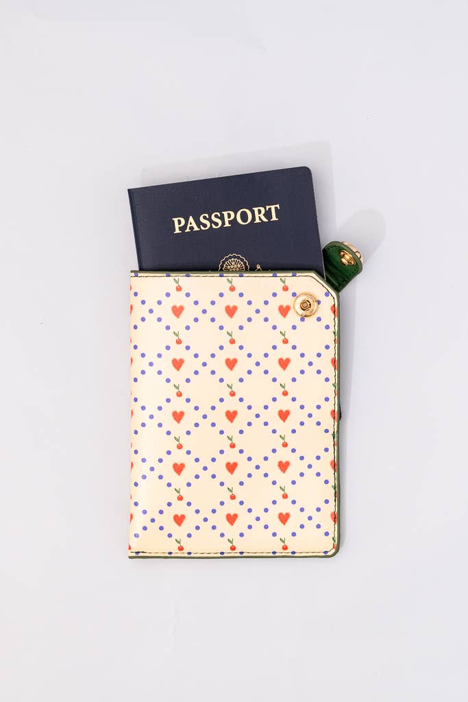 Cherry Hearts Passport Holder