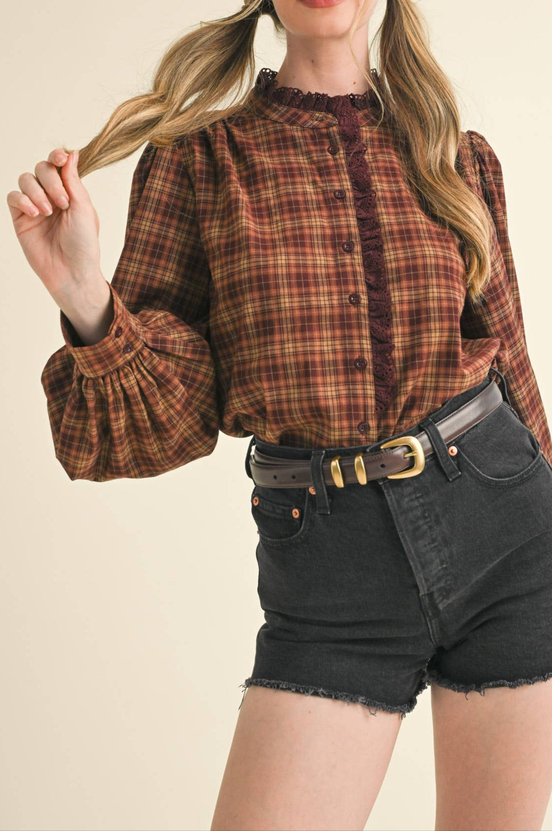 Plaid Button Down Top
