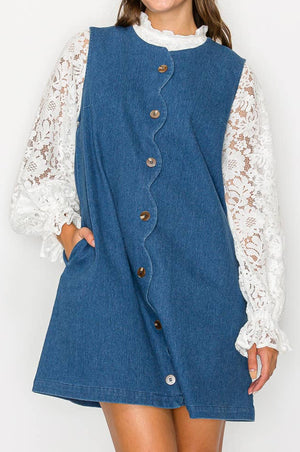 Scallop Denim Dress