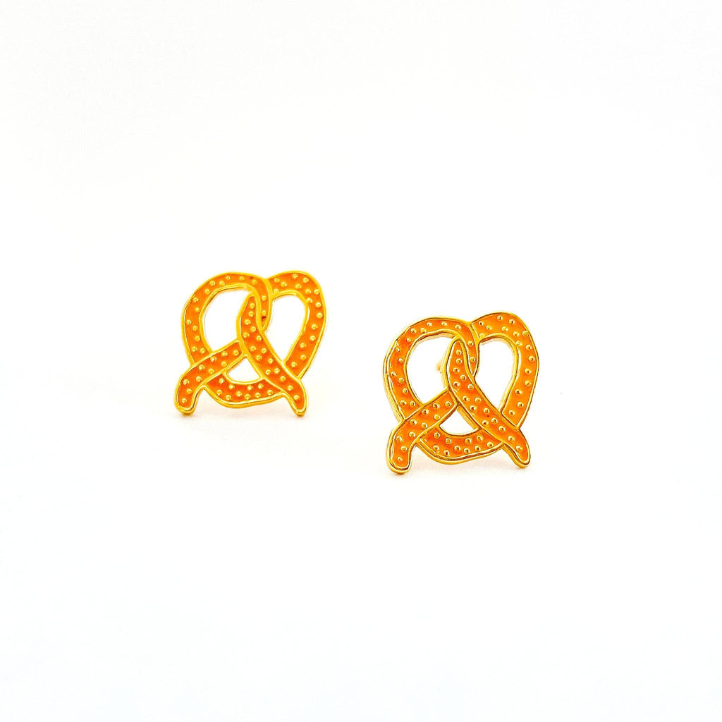 18k Gold Pretzel Enamel Earrings