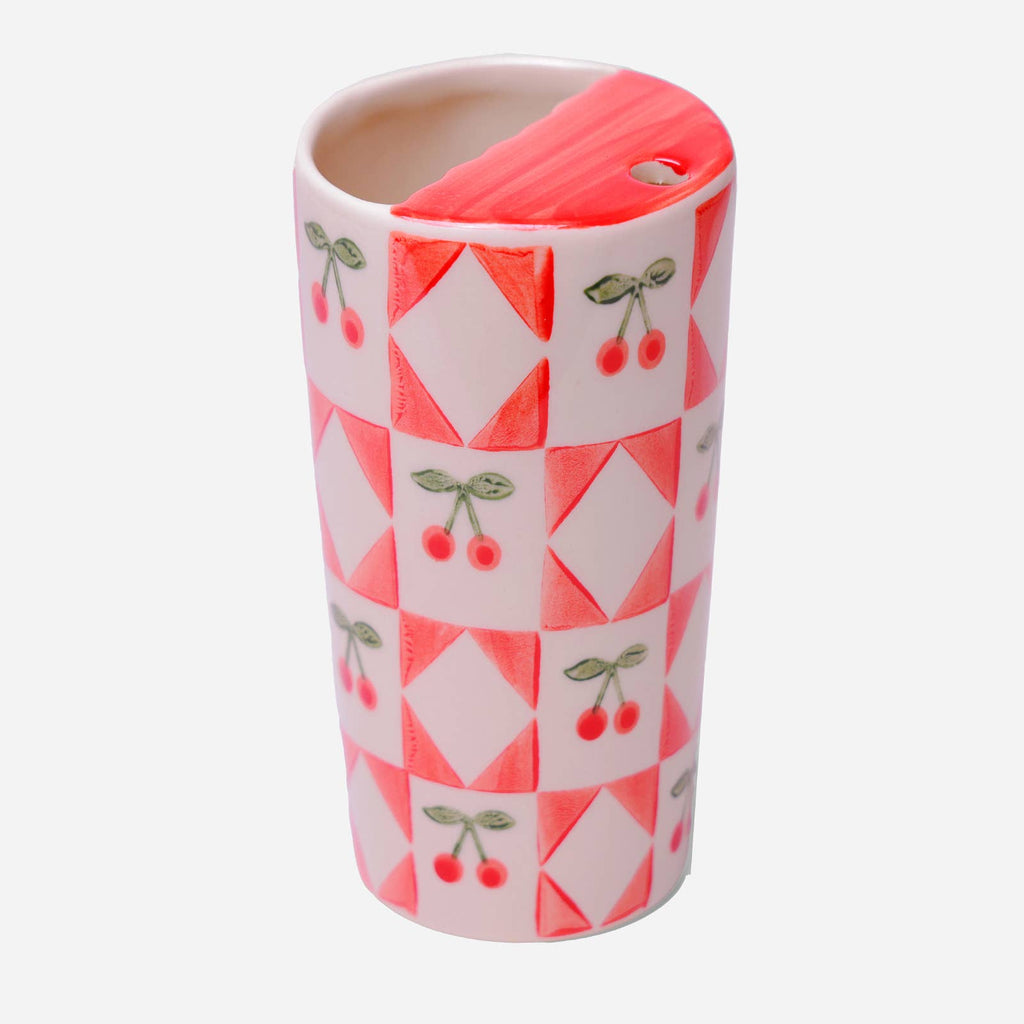 Cherry Ceramic Travel Coffee Tumbler