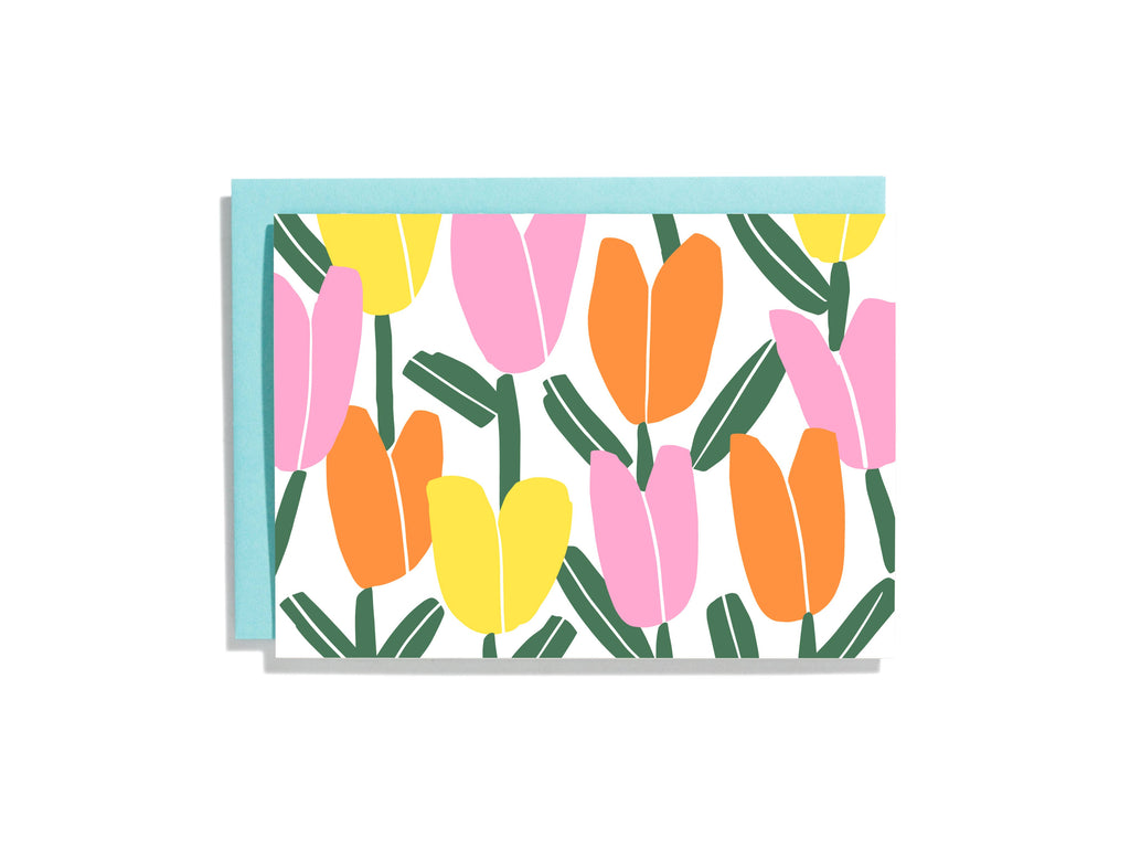 Paper Cut Tulips Pattern Letterpress Card Box Set