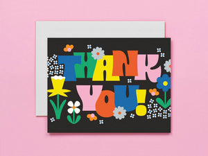 Grateful Garden Graphic Flowers Thank You Card