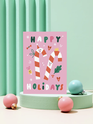 Happy Holidays Candy Canes Card