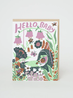 Hello Baby Card Purple