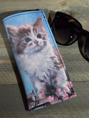 Kitty Leather Eyeglasses Case