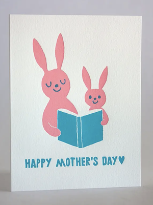 Mother's Day Reading Bunnies Card