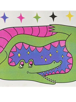 Star Gator Risograph Print
