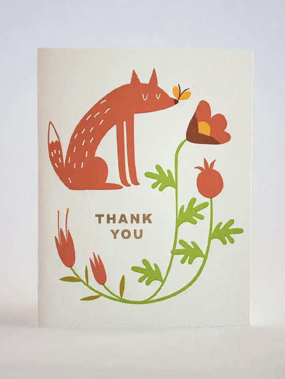 Thank You Flower Fox Card Set
