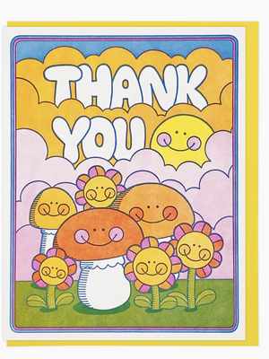 Thank You Mushrooms And Flowers Card