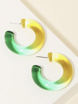 Colorful Yellow Green Hoop Earrings
