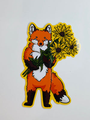 Fox & Flowers Sticker