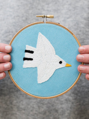 White Bird Embroidery Hoop Kit