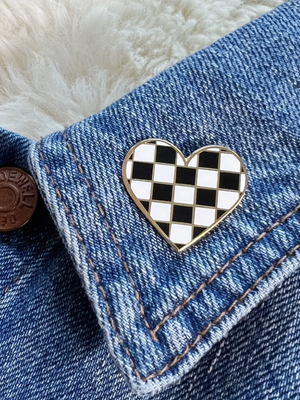 Checker Heart Pin
