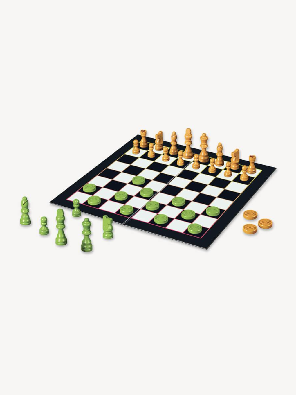 Chess And Checkers Orange Green Game Set