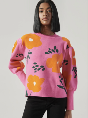 Floral Puff Sleeve Sweater