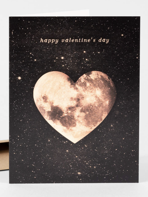 Happy Valentine's Day Heart Moon Card