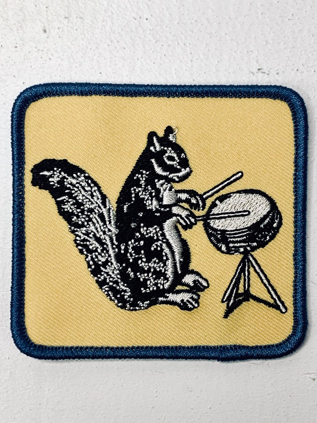 Drumming Squirrel Embroidered Patch