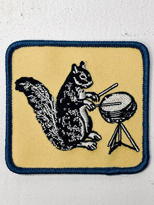 Drumming Squirrel Embroidered Patch