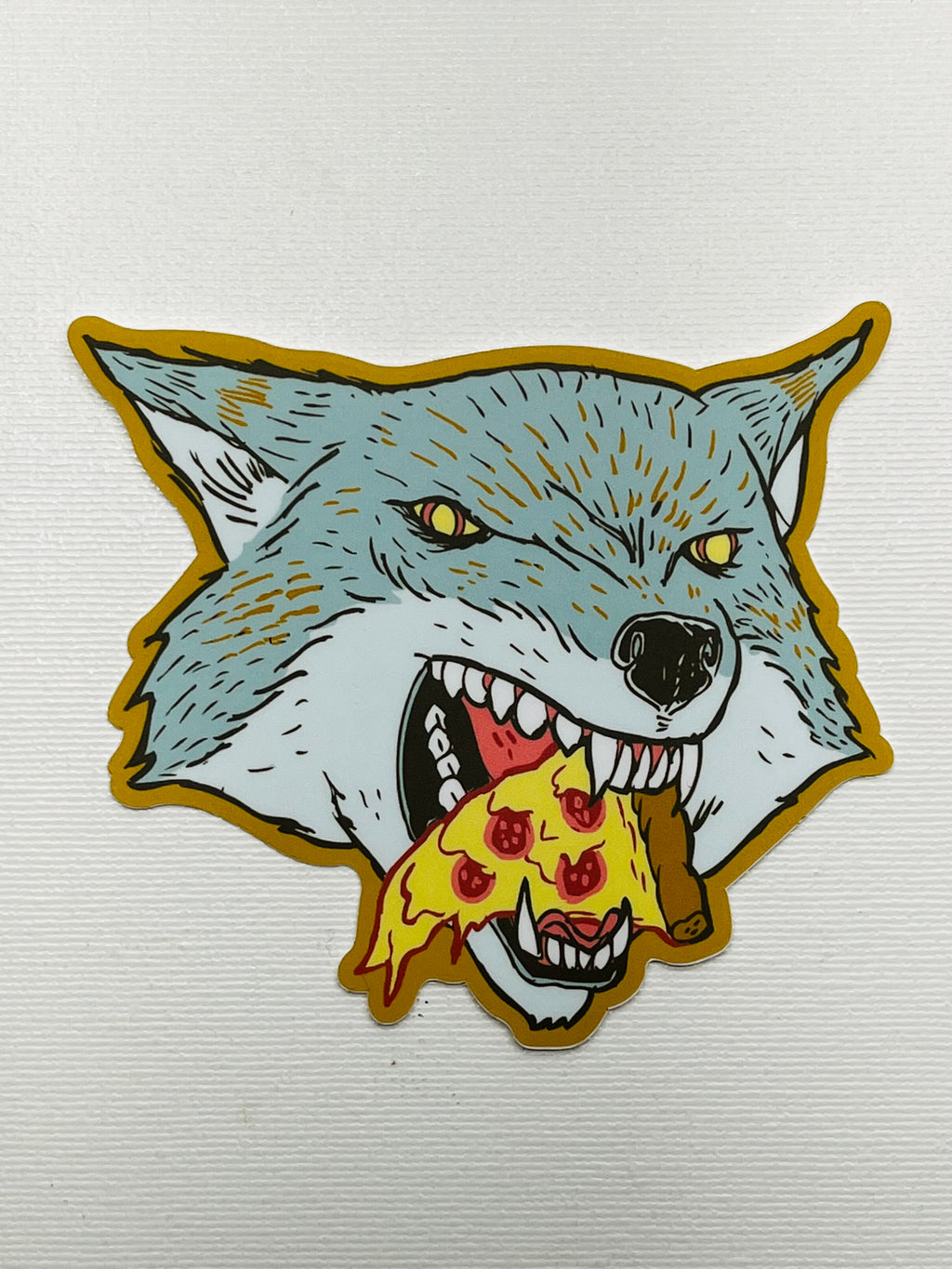 Large Pizza Wolf Sticker