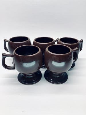 Set of 5 Brown Mugs